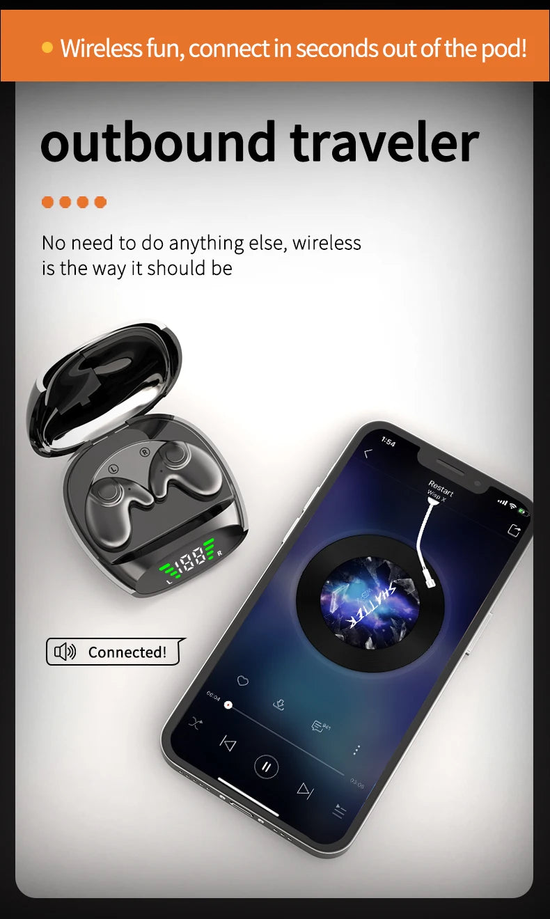 Waterproof Wireless Bluetooth 5.3 Headsets Mini headset Painless Call Noise Cancelling Thin Headphones Fit for Sleeping/Sports