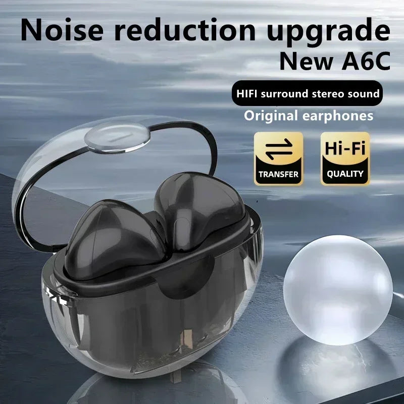 A6C Original Wireless earphones Dual In Ear headphones Ultra Long Standby Running Bass Sport earburds music headset with Mic