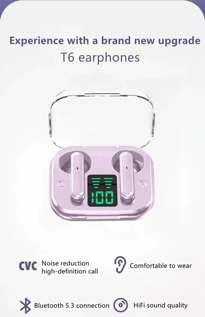 TWS Earpuds Wireless Bluetooth 5.3 Sport Gaming Headsets Noise Reduction Earbuds Mic Headphones with LED Display Earphones