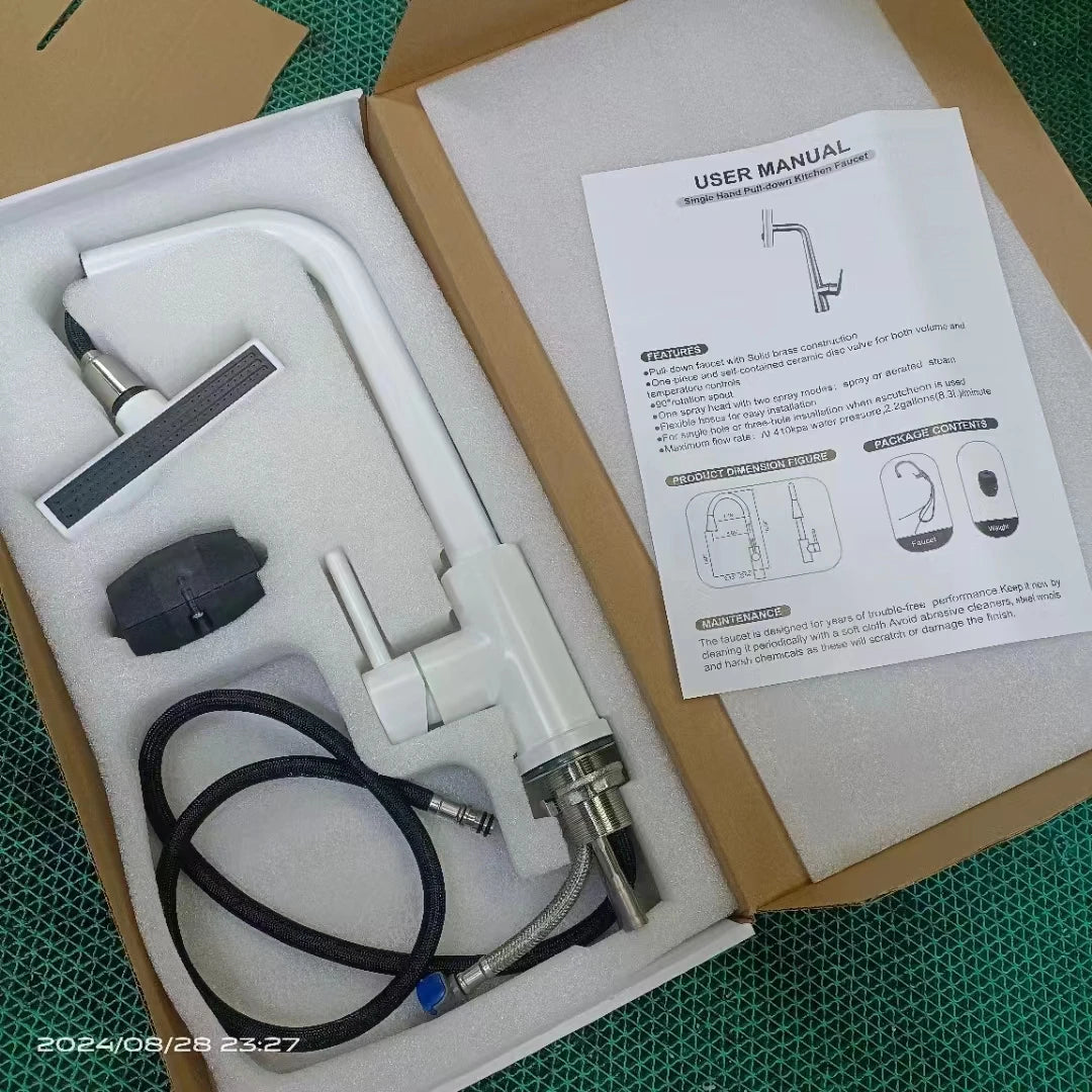 YCRAYS Brushed Nickle Kitchen Touch Sense Pulling Out Faucet Gray Waterfall Stream Sprayer Head Sink Mixer Water Tap Accessories