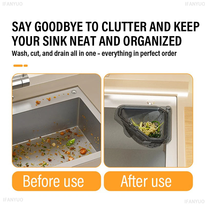 Triangle Magnetic Sink Drain Basket Hanging Vegetable Fruit Drainage Strainer Kitchen Filter Accessories Food Waste Collector