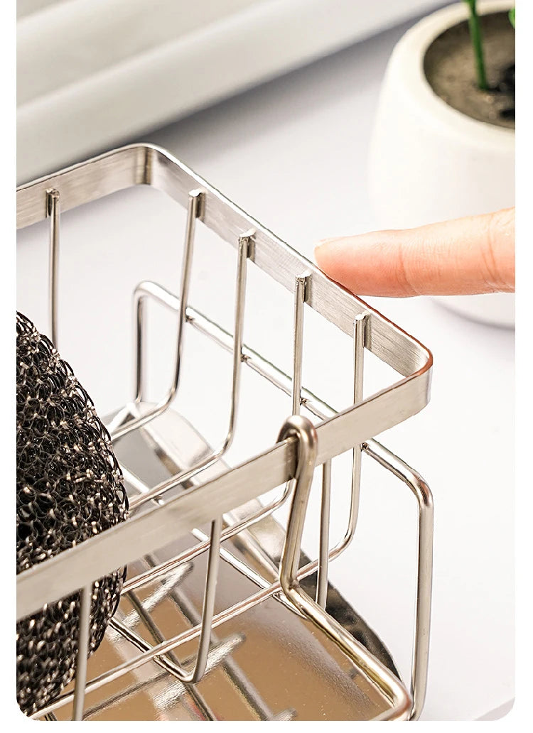 Sink Cleaning Tools Storage Rack Kitchen Multifunctional Stainless Steel Drain Rack for Sponge Cleanser Organizer Rag Hanger