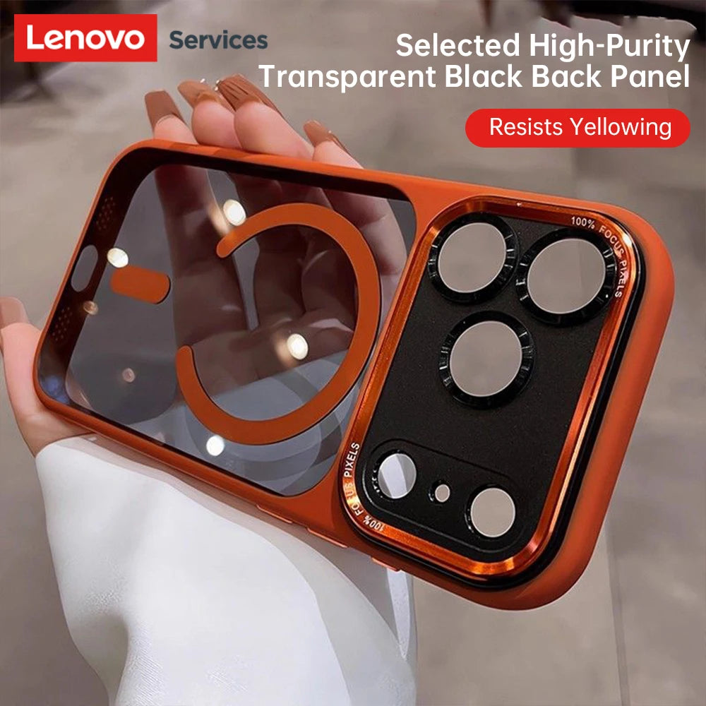 Lenovo Brand for Magsafe Transparent Phone Cases For iPhone 17 Pro Max 15 16 Pro Max Magnetic Shockproof Cover
