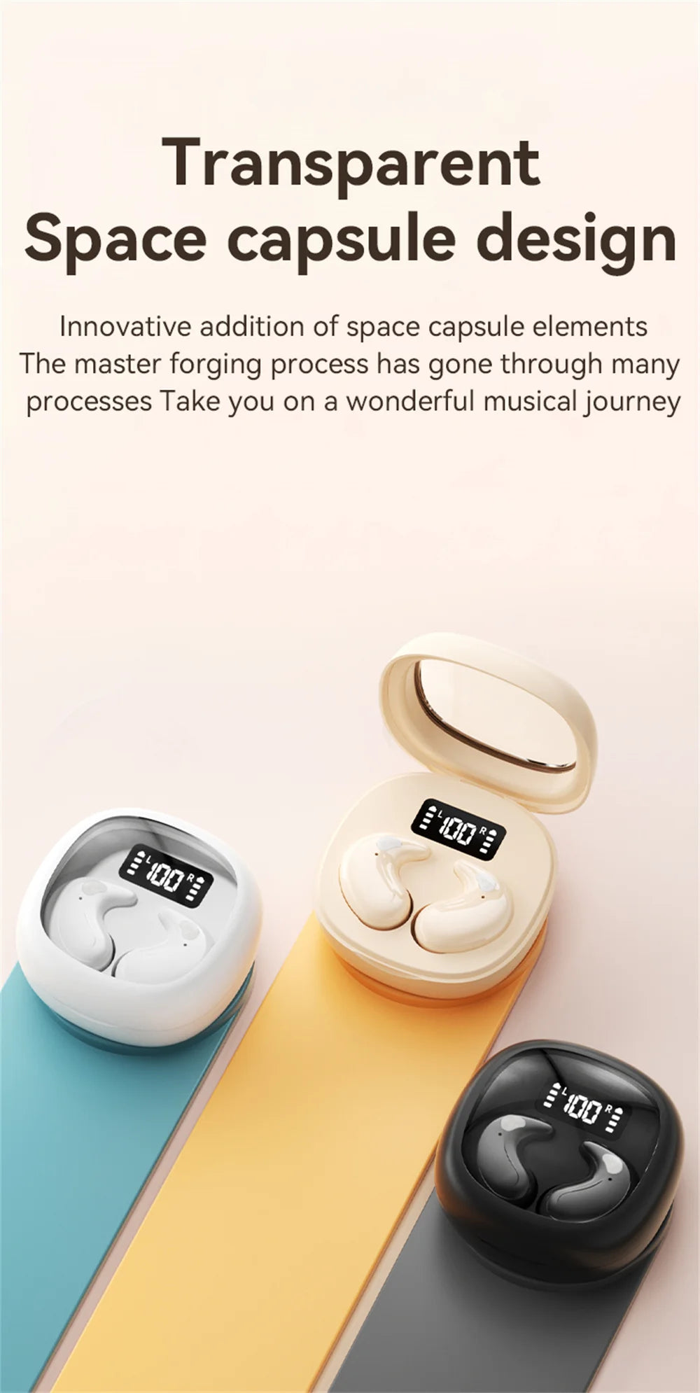 For Phone Sleep Invisible Stereo Headset IPX5 Waterproof Wireless Bluetooth Earphone Earbuds With Mic Bluetooth 5.3 Headphones