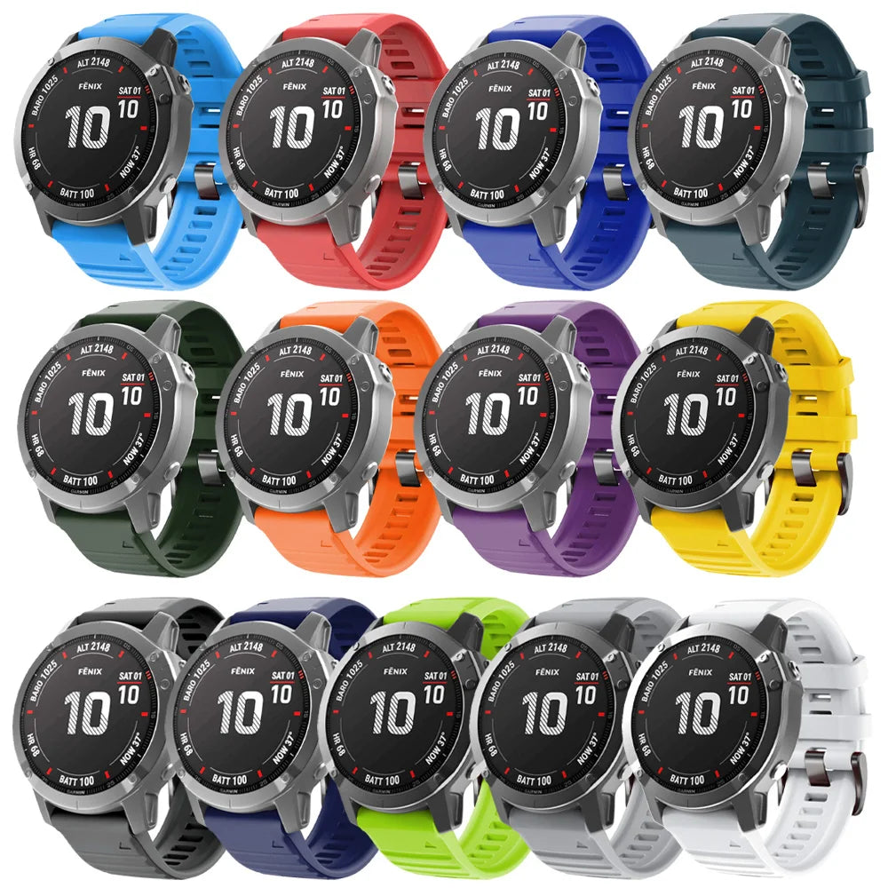 Sport Silicone Strap for Garmin Descent G2 G1 Mk3i Mk2 Mk1/Fenix 8 Pro E 7 7X 6 6X 5 5X/Epix Soft Bracelet 22/26mm Quickfit Band