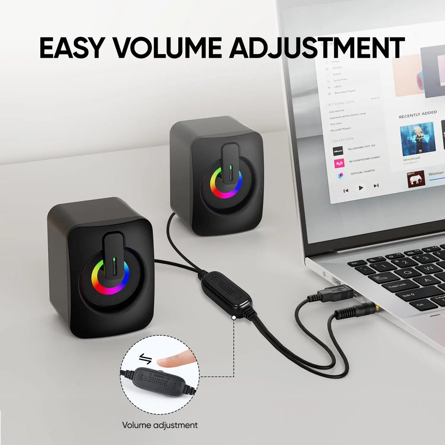 Suitable for Macbook desktop laptop speakers, computer speakers with microphone, stereo 3.5mm AUX home office computer speakers