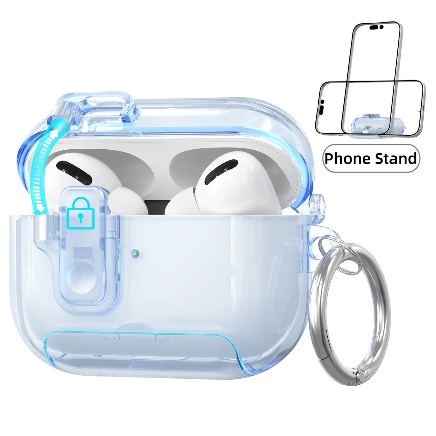 for AirPods Pro 3 Case with Phone Holder For AirPods Pro 3 Case Automatic Magnetic Lock with Cleaning Kit Case for AirPods Pro 3
