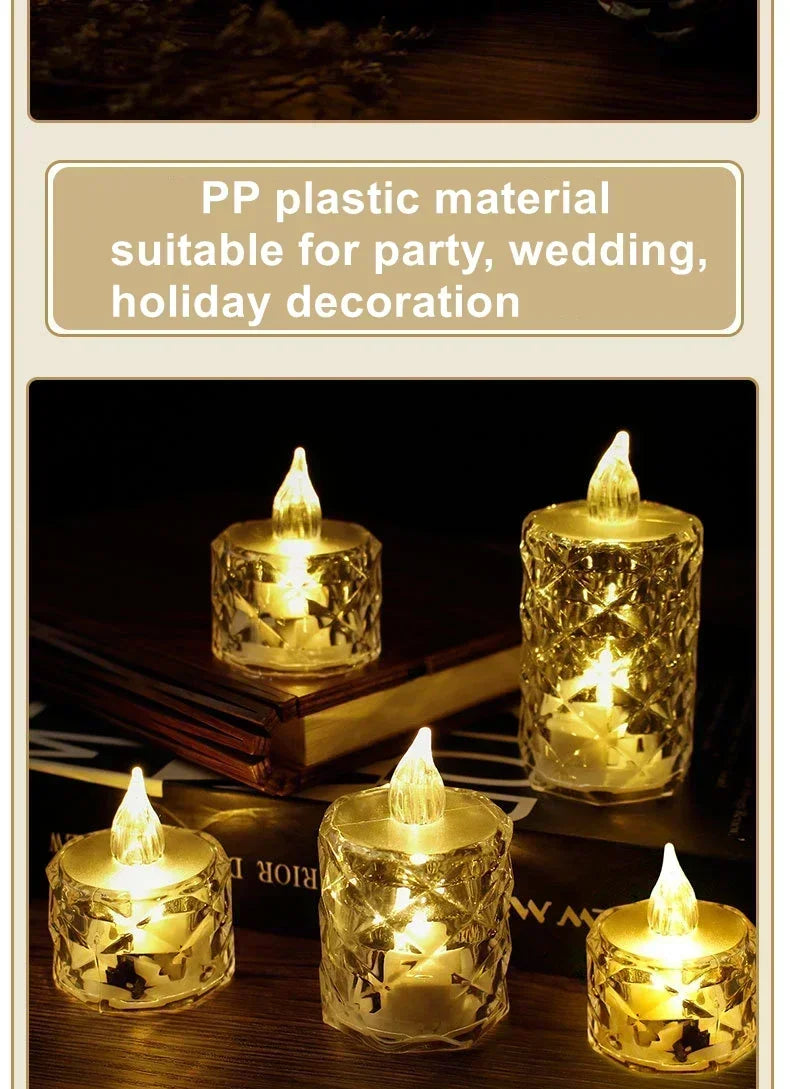 24~1PCS S/M/L LED Crystal Candle Light Flameless LED Candle Electronic Night Lamp Dating Party Christmas Home Wedding Decoration