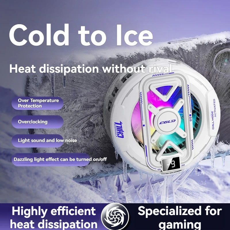 K51 AI Mobile Cooler Magnetic Back-clip Ice Cooling Radiator Digital Display RGB Light Gaming Cooler Temperature Control