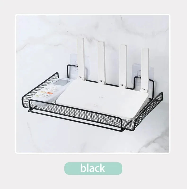 Self-adhesive Shelf Wall-mounted No-drill Storage Box  Kitchen SpiceDrying Rack Shelf for Dish Wall Router Rack TV Set-top Box
