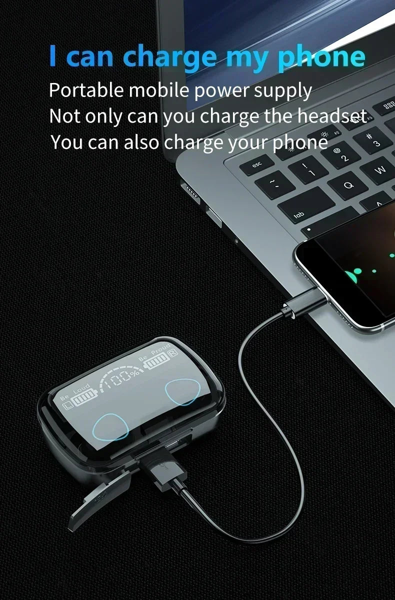 Original M10 Wireless Bluetooth Earpods - All-in-One Sports Headphones with Noise Canceling, Stereo Sound & Built-in Microphone