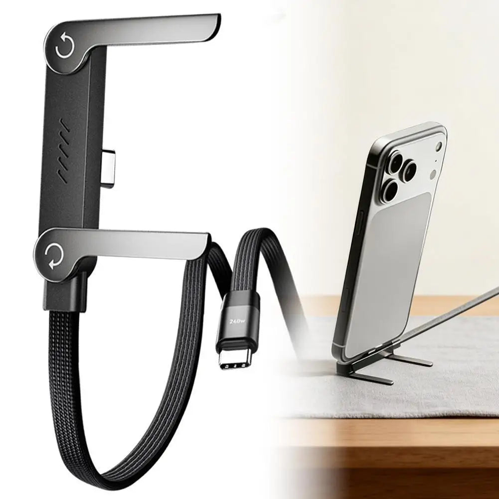 240w Fast Charging Foldable Bracket Data Cable With Built-in Holder Type-C To Type-C Uninterrupted Gaming 2026 NEW