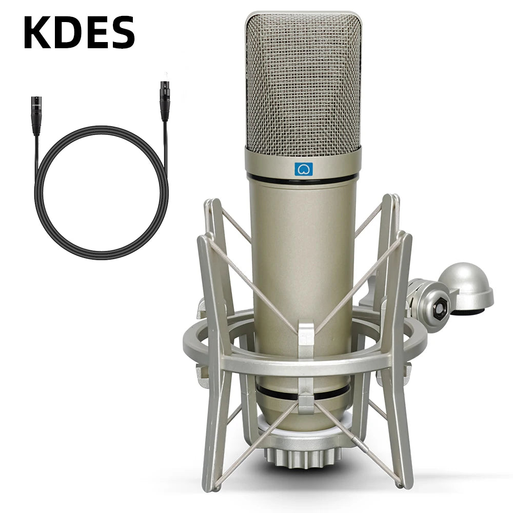 KDES U87 AI XLR Condenser Microphone Professional Cardioid Studio Mic for Recording Podcasting Voice Over Streaming Home Studio