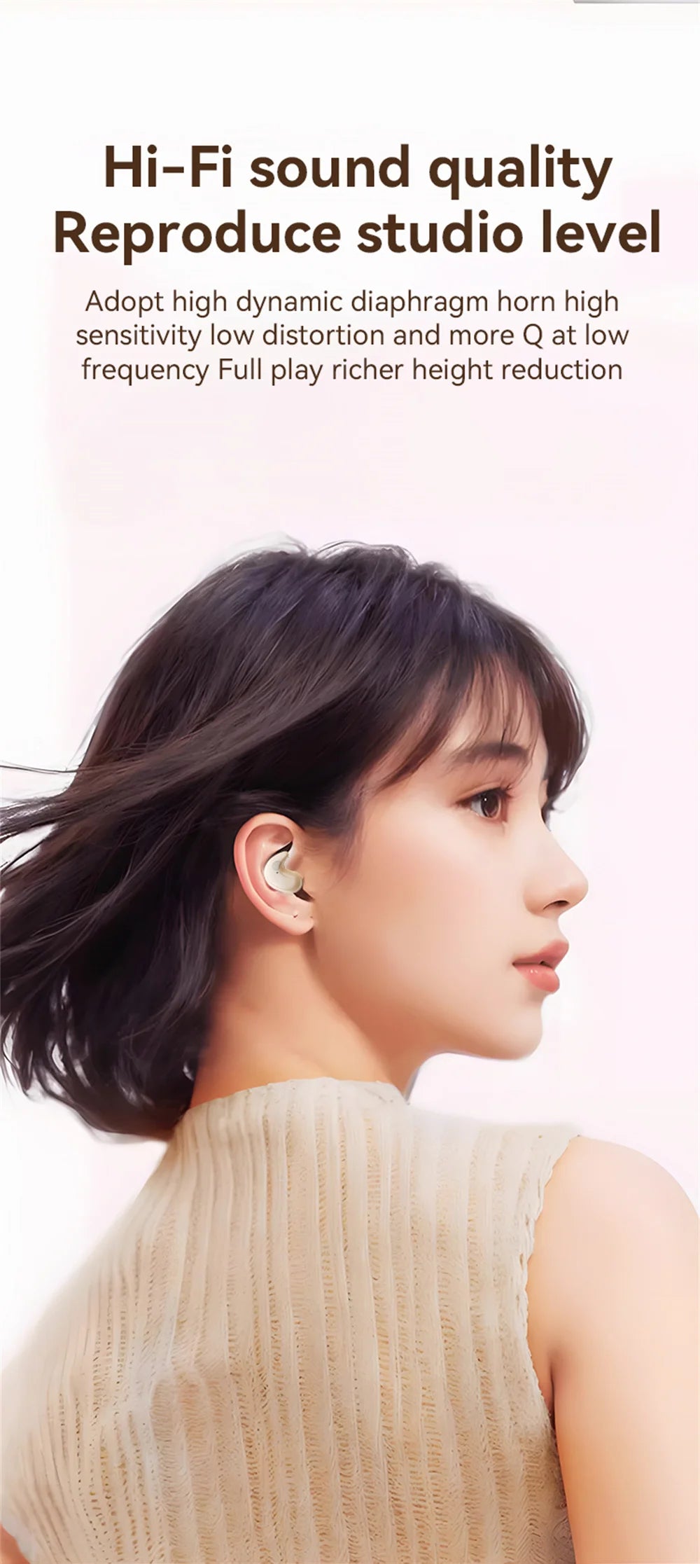 For Phone Sleep Invisible Stereo Headset IPX5 Waterproof Wireless Bluetooth Earphone Earbuds With Mic Bluetooth 5.3 Headphones