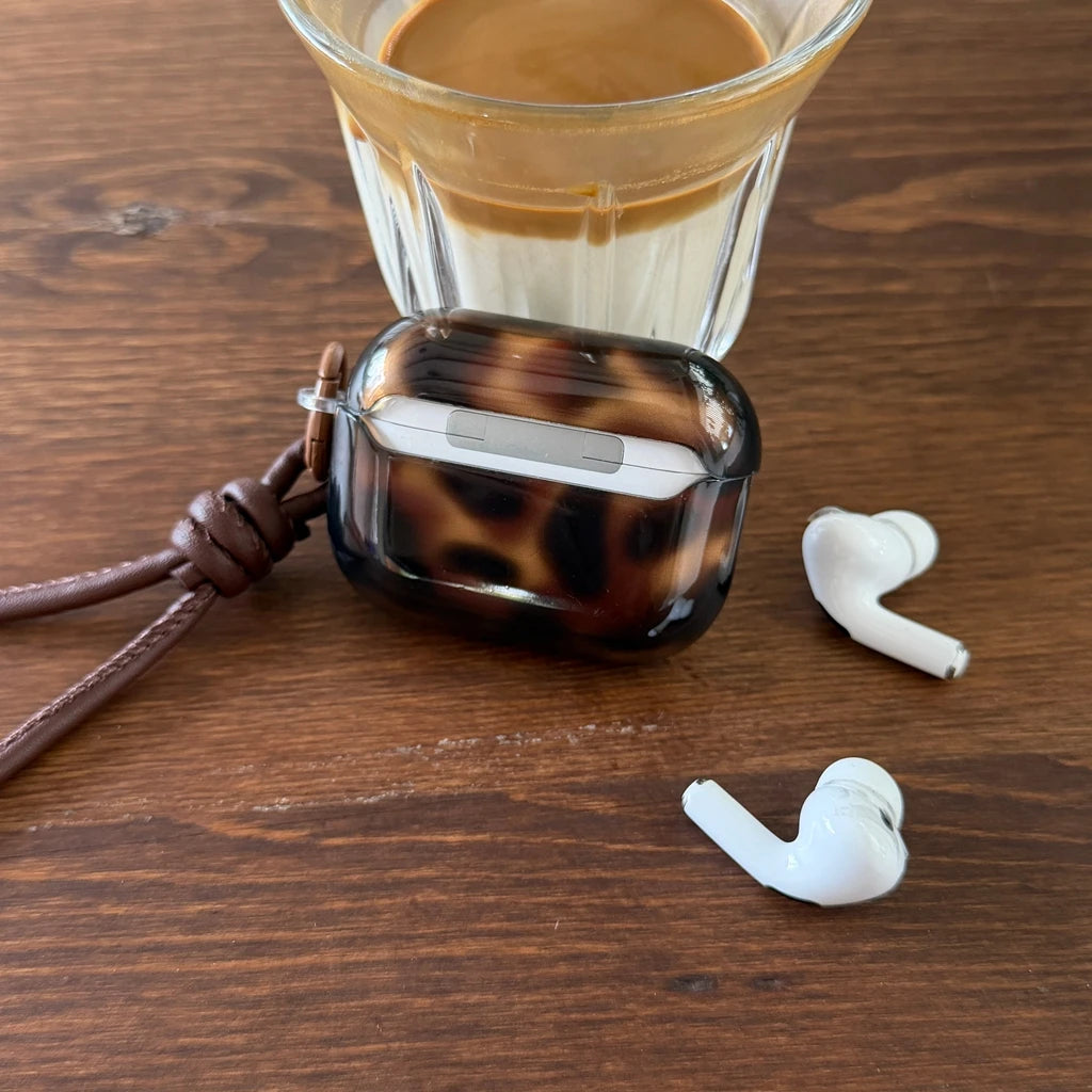 Advanced Stylish Brown Amber Pattern With Lanyard Earphone Case Cover for AirPods 1 or 2 3 4 Pro 2 Pro 3