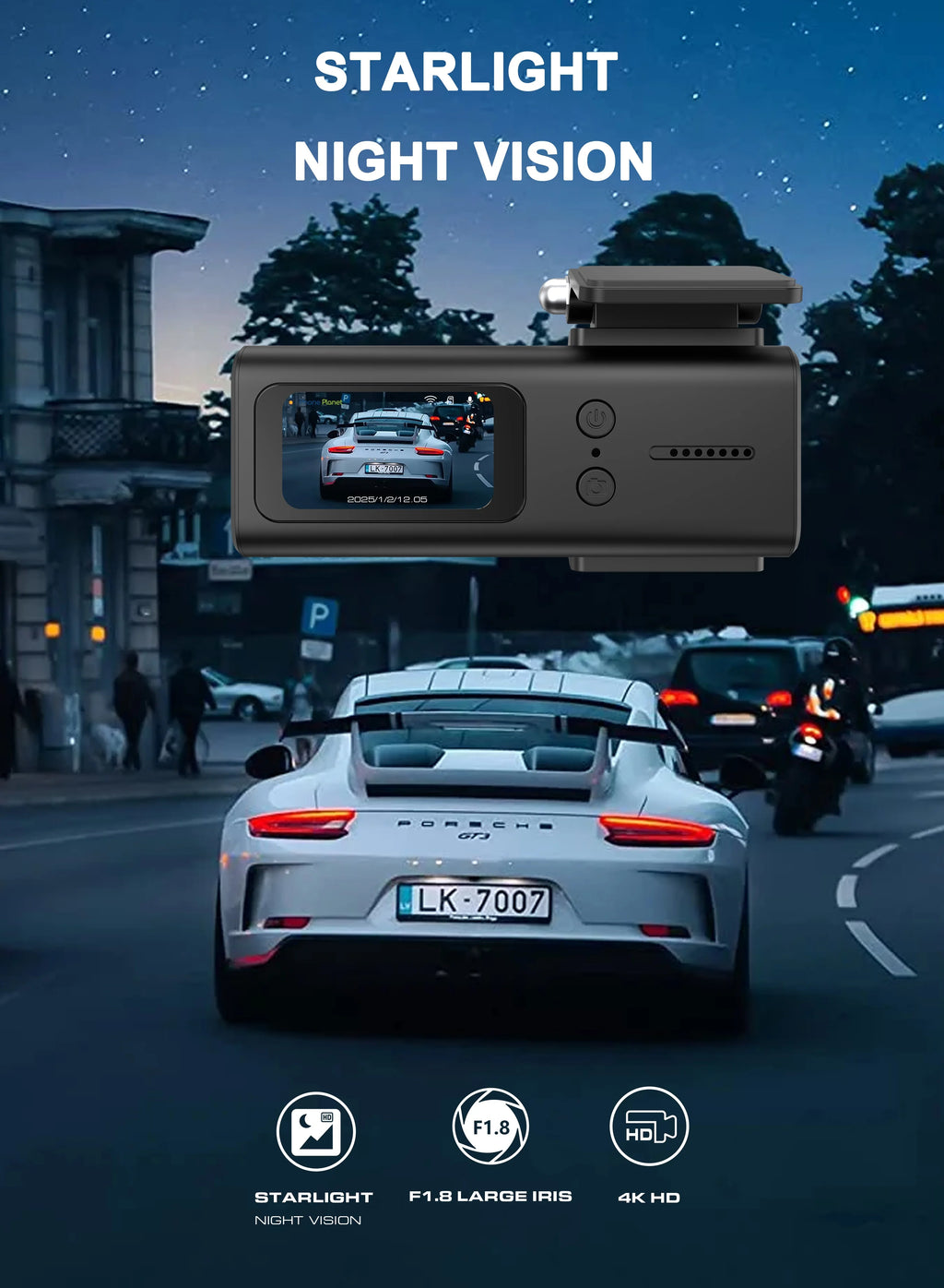 The New Style Dash Cam 4K UHD Recording Car Camera DVR Night Vision Video Recorder WDR G sensor Night Vision Hidden Dashcam