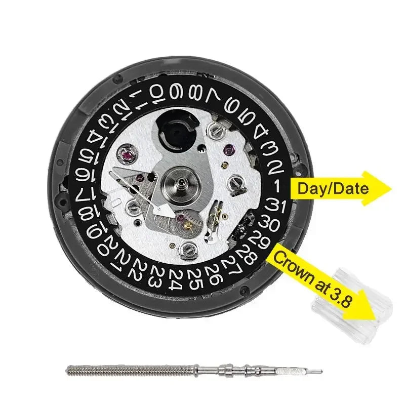 Japan Genuine NH35 Automatic Mechanical Movement High Accuracy 24 Jewels Mod Watch Replacement NH35A Date at 3:00