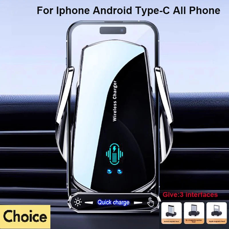 Wireless Charger For Car Mobile Cell Phone Holder Support For Mobile Car Mount Automotive Electric Induction Auto Clamping