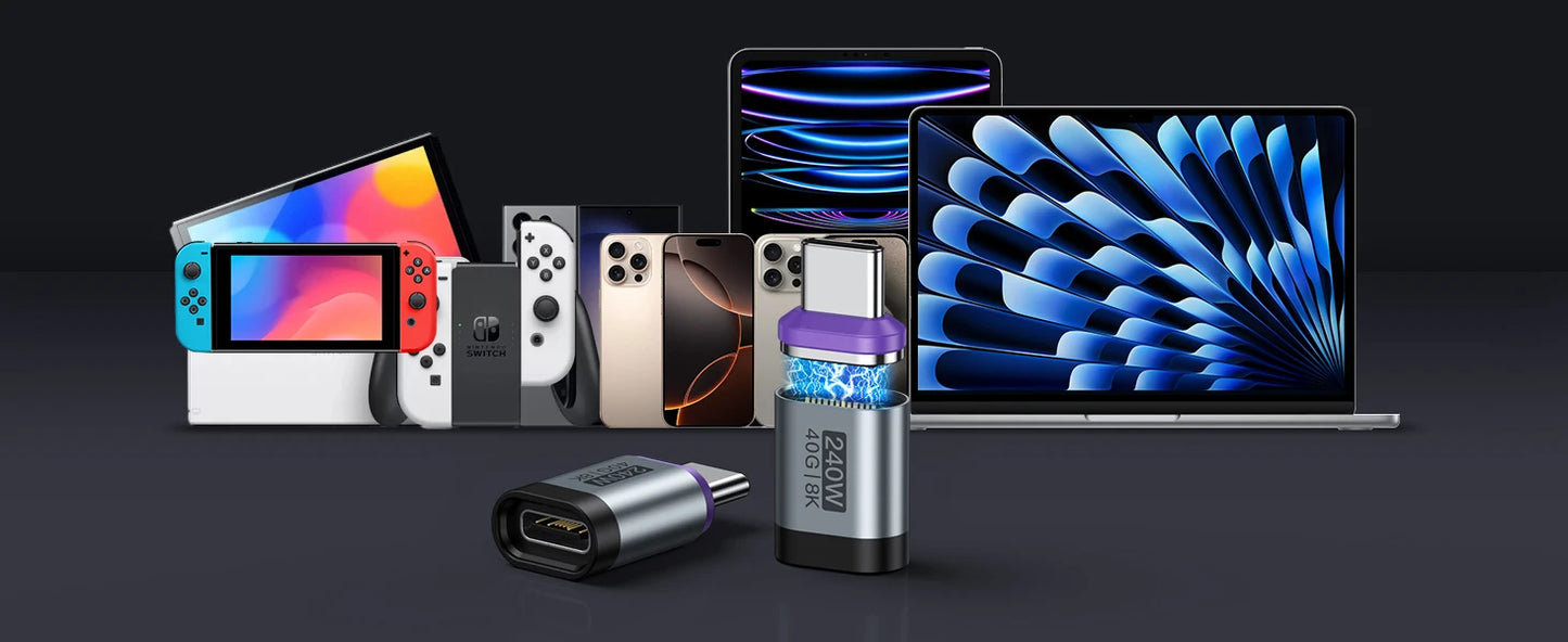 AUFU 5/10/20PCS 240W Magnetic Type C Adapter Fast Charging USB4 Connector 40Gbps 8K60Hz for Thunderbolt 4 3 iPhone 17 16 Macbook