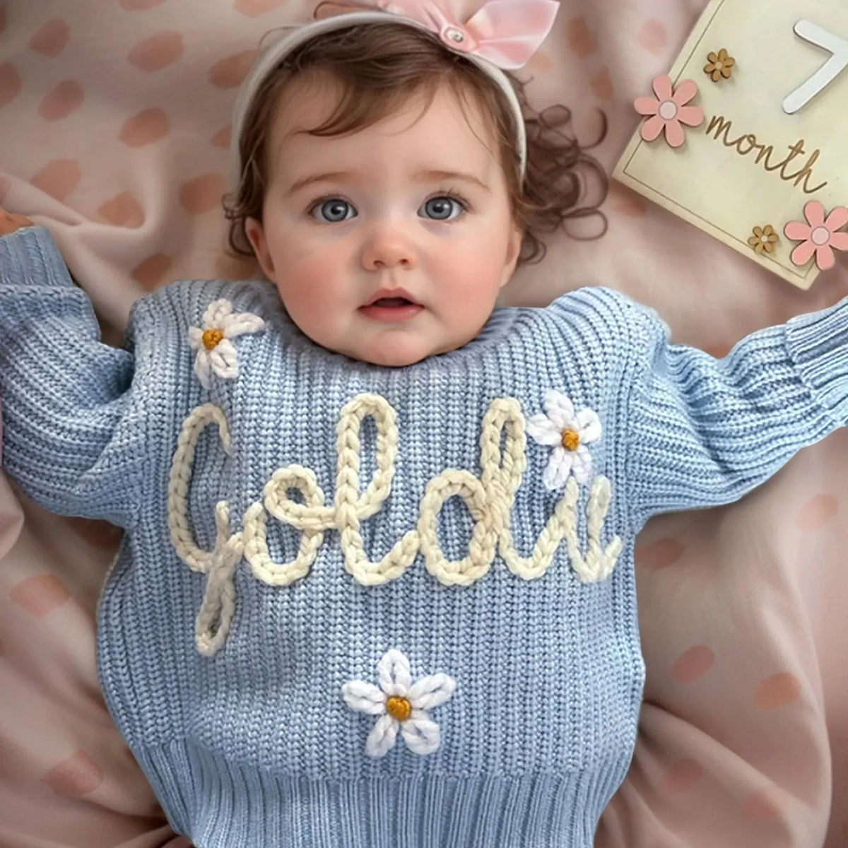 New Custom Name Kids Clothes Girls Boys Personalized Baby Sweaters Handmade Thick Line Embroidery Children's Knitted Sweater