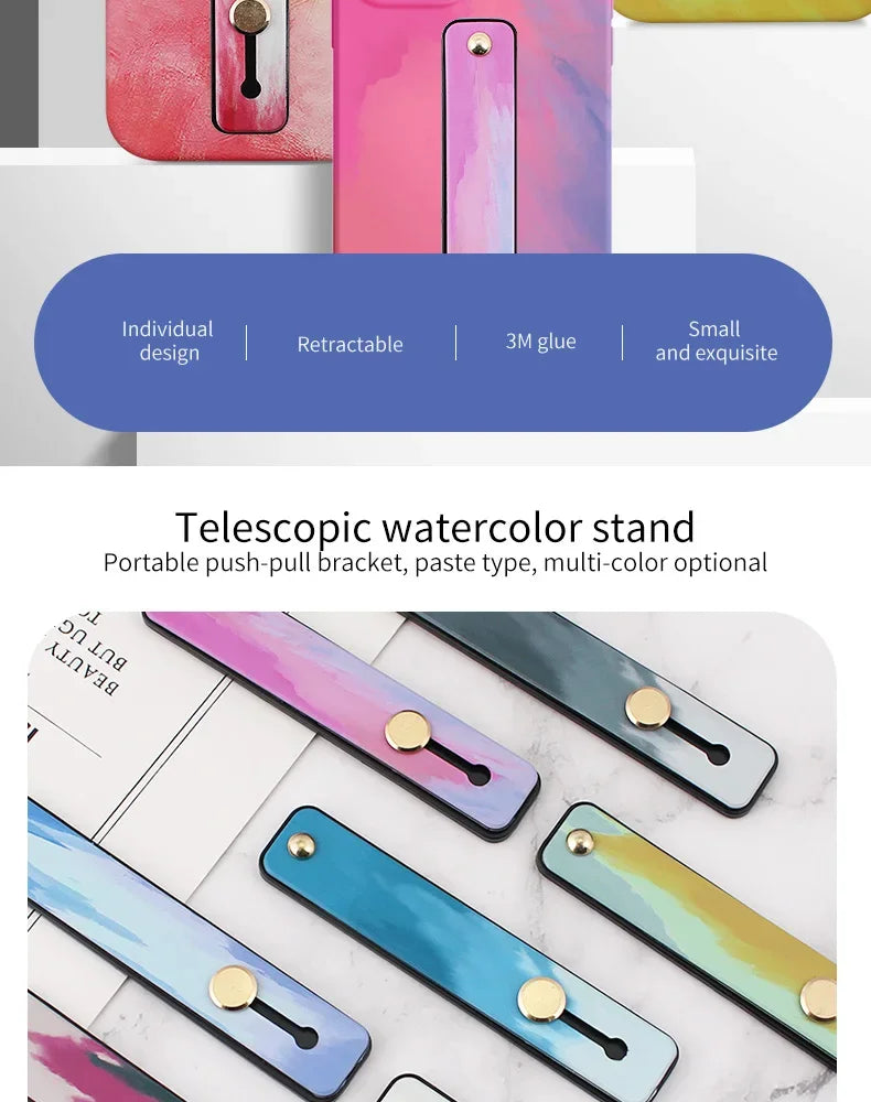 Portable Push-pull Phone Holder Slide Stand Multi-function Ring Buckle Lazy Desktop Sticky Rainbow Phone Silicone Ring Grip