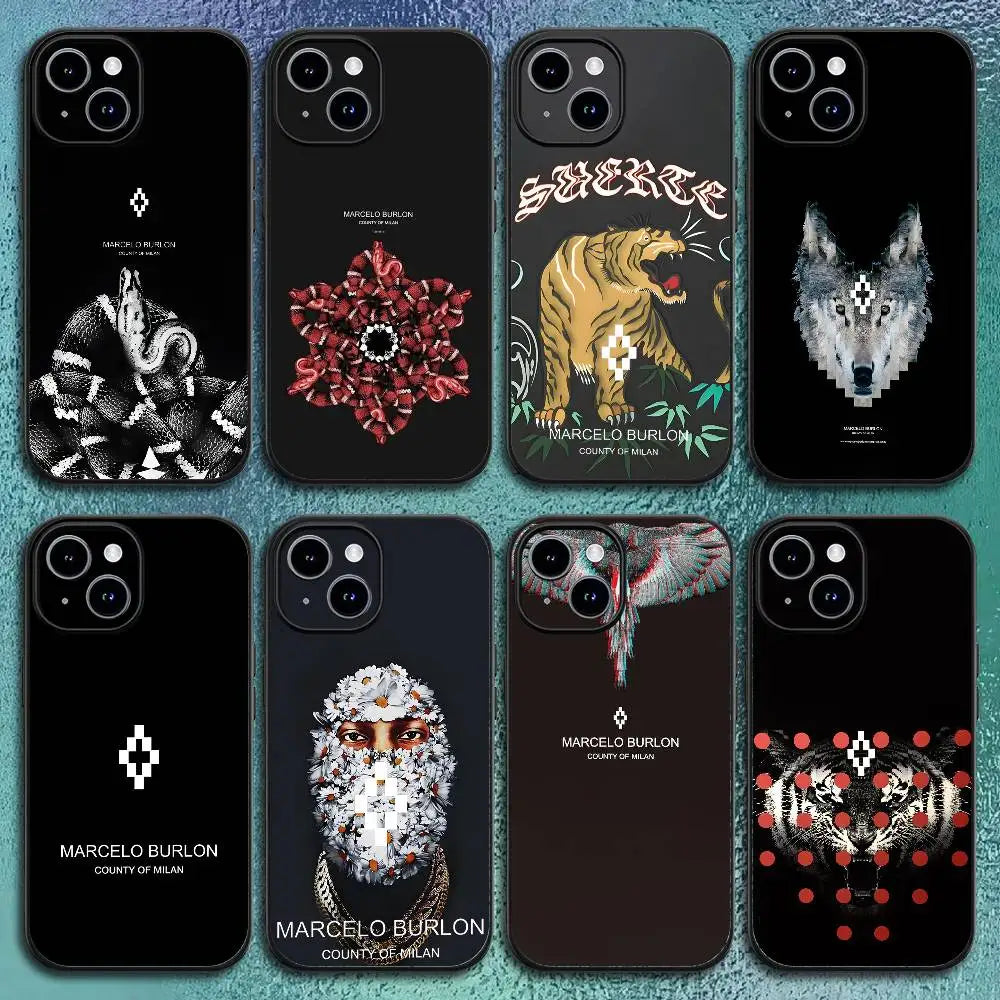 Fashion Burlons Design-M-MarceloeS Phone Case For IPhone 17 12 13 14 15 16Pro Max  Plus Classic black soft shell