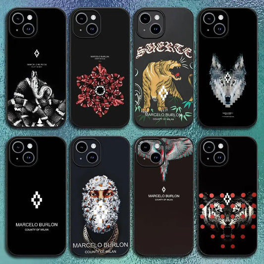 Fashion Burlons Design-M-MarceloeS Phone Case For IPhone 17 12 13 14 15 16Pro Max  Plus Classic black soft shell
