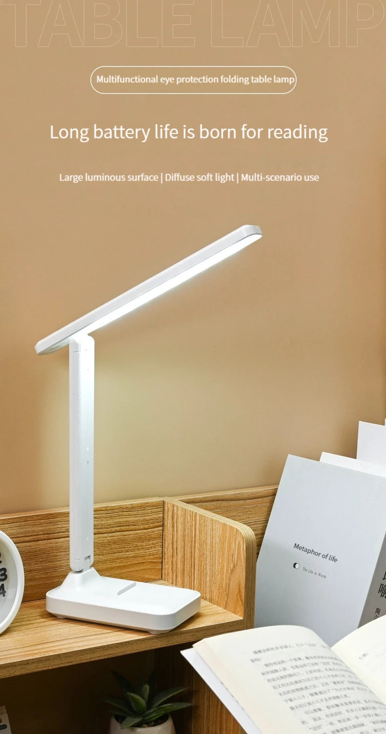 Foldable eye protection desk lamp, supports three-speed dimming, supports USB charging and plug-in two styles, and has learning