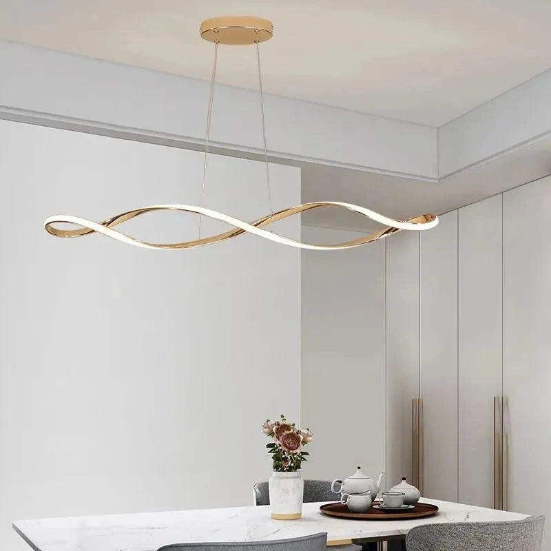 Adjustable Height LED Ceiling Light with Remote Control Modern Kitchen Island Lighting Living Room Illumination