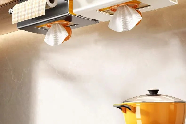 Thickened stainless steel kitchen wet wipe storage box, tissue holder, hanging cabinet tissue box, storage, cloth, plastic wrap,