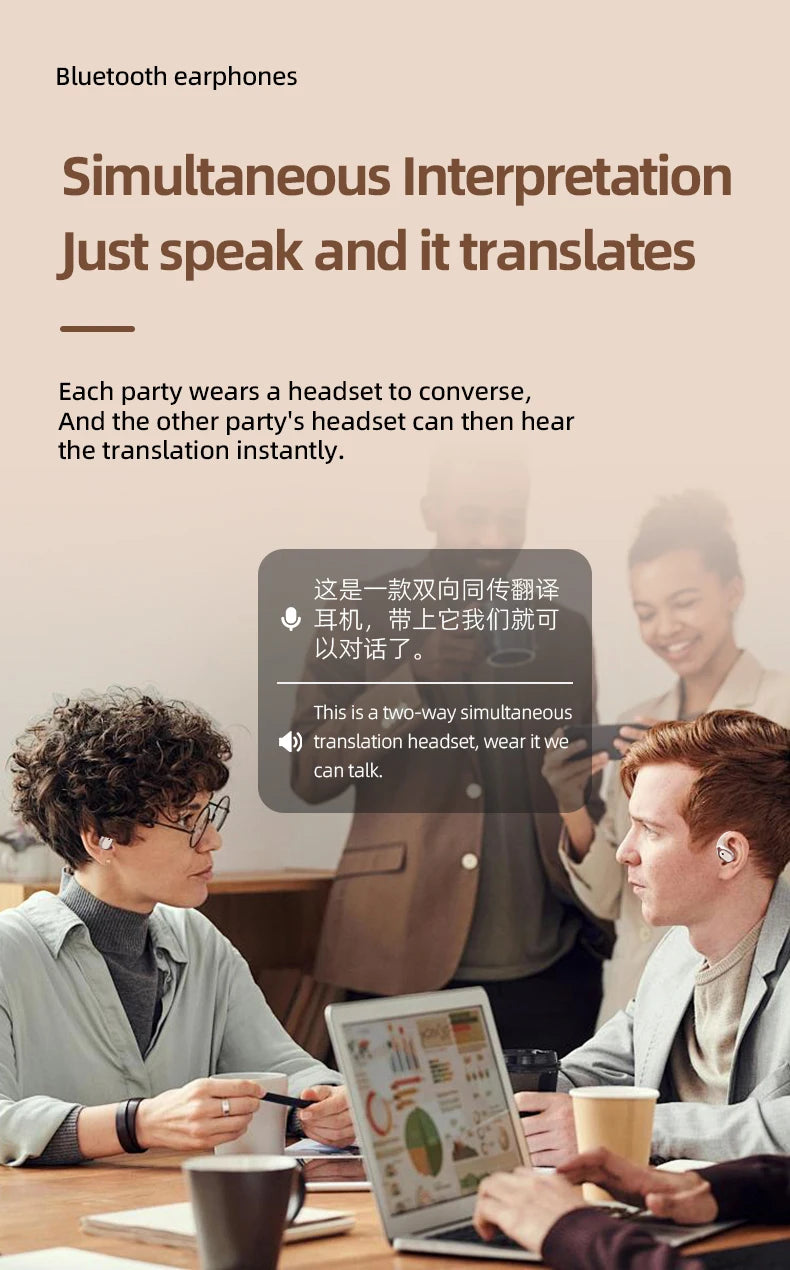 MSAI 138 Languages Wireless Translator Earbuds Multilingual Translate Bluetooth AI Headphones Tow Way Real Time Translation