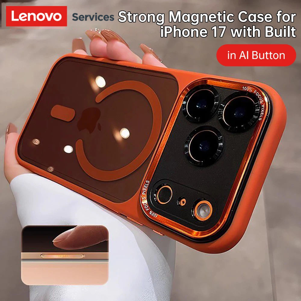 Lenovo Brand for Magsafe Transparent Phone Cases For iPhone 17 Pro Max 15 16 Pro Max Magnetic Shockproof Cover