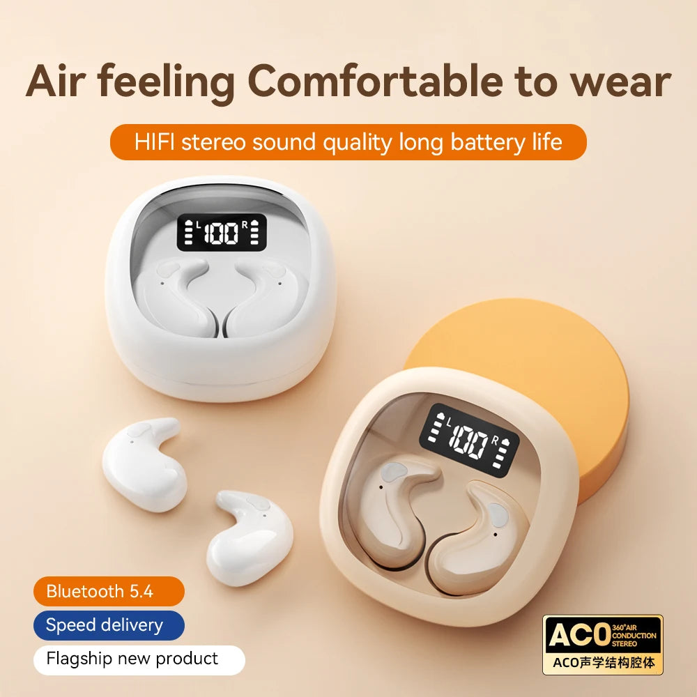 For Phone Sleep Invisible Stereo Headset IPX5 Waterproof Wireless Bluetooth Earphone Earbuds With Mic Bluetooth 5.3 Headphones