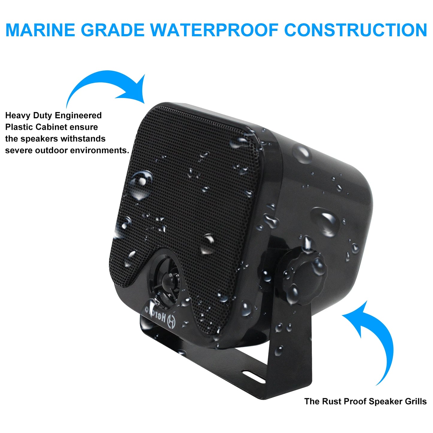 Herdio 4 Inch Waterproof Bluetooth Marine Speakers (2 Pack) - Surface Mount Heavy Duty Audio for Boats, Golf Carts, ATV, UTV,