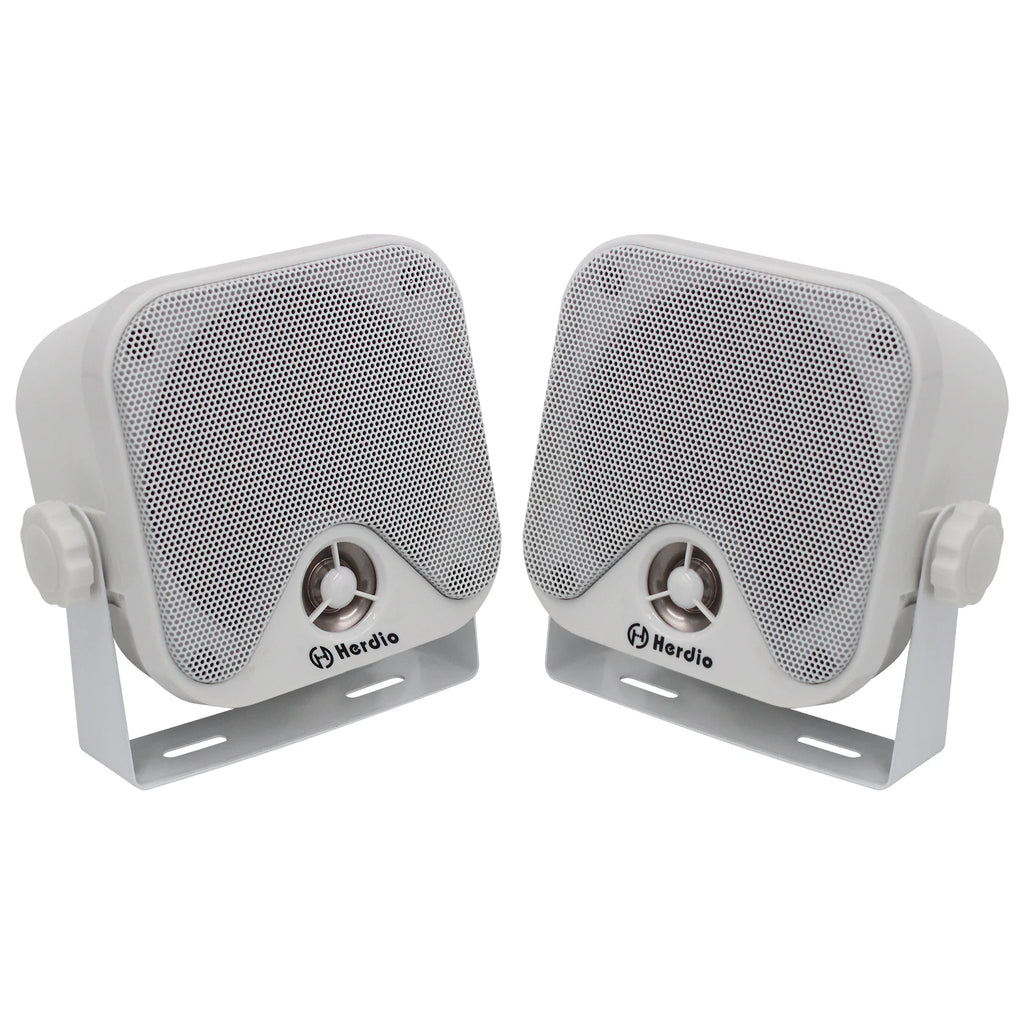 Herdio 4 Inch Waterproof Bluetooth Marine Speakers (2 Pack) - Surface Mount Heavy Duty Audio for Boats, Golf Carts, ATV, UTV,