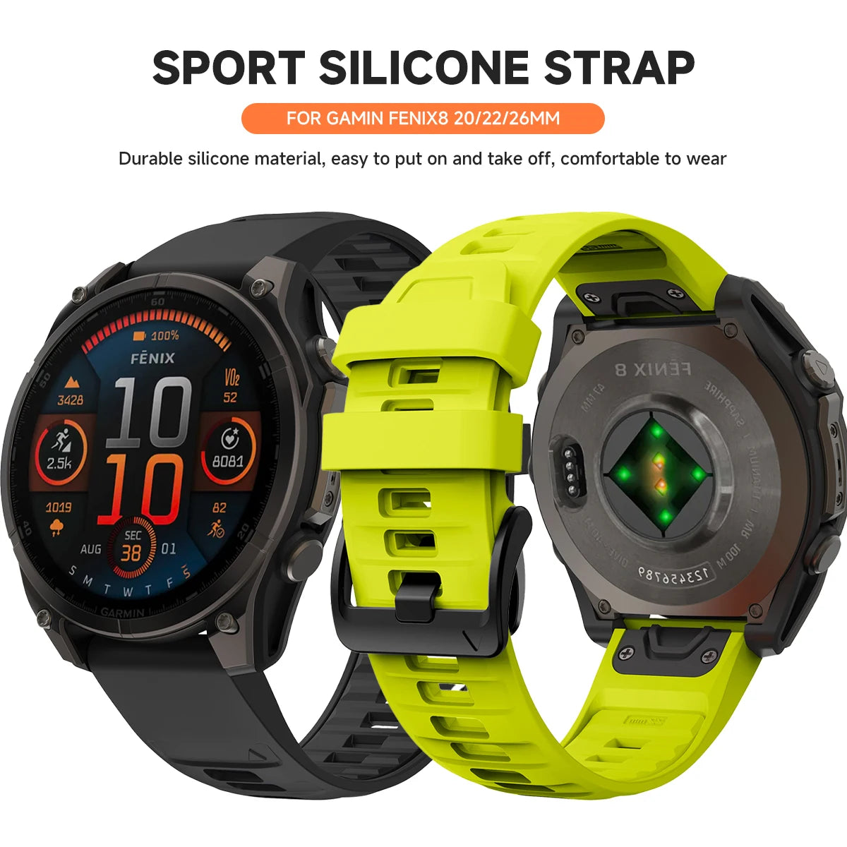 New 20/22/26mm sport Band for Garmin Fenix 8 7X 7 7Pro 7S 6X 6 6S 5X 5S Plus Enduro 2 Forerunner 955 Silicone Quick Fit Strap