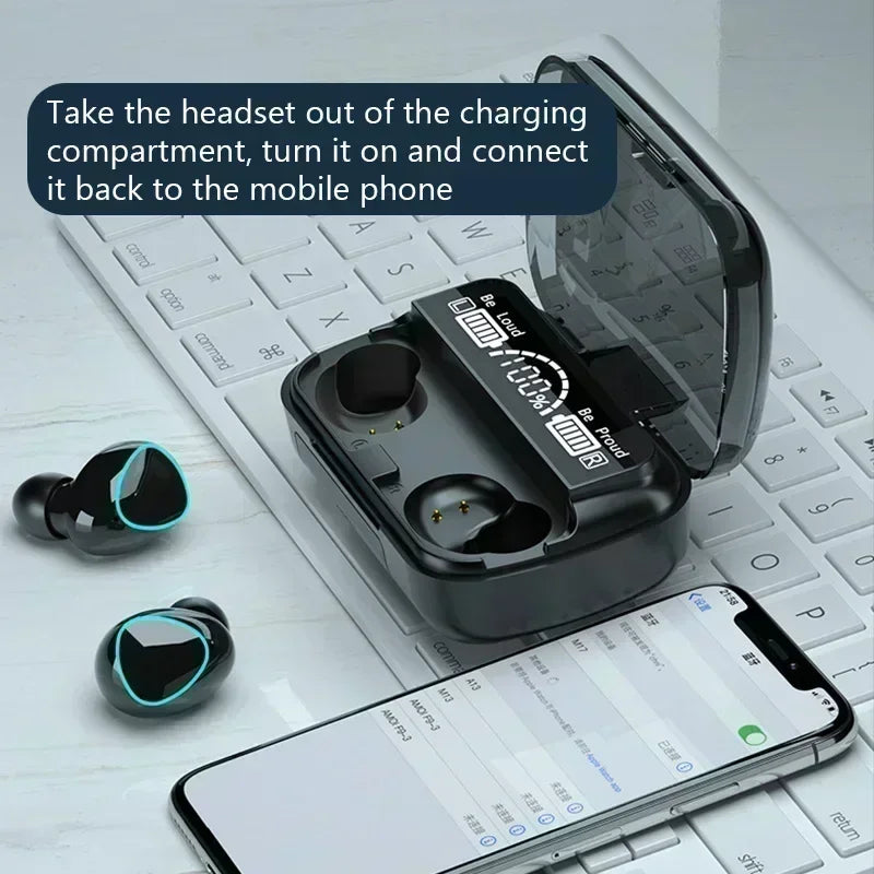 New TWS Bluetooth Earphones Handfree LED Dispay Headphones Bluetooth HiFi Stereo Music Wireless Earbuds for all smartphones