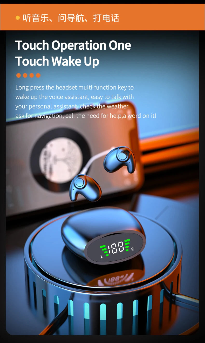 Waterproof Wireless Bluetooth 5.3 Headsets Mini headset Painless Call Noise Cancelling Thin Headphones Fit for Sleeping/Sports