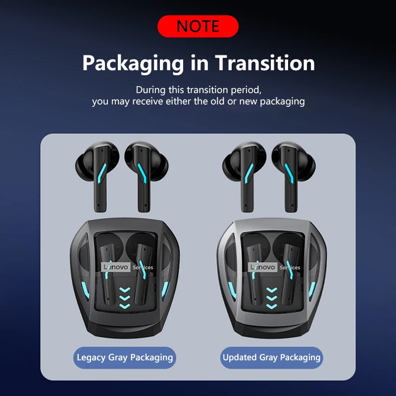 New Lenovo GT100 TWS Bluetooth 6.0 Gaming Headphones Low Latency Long Battery Life In Ear Wireless Earbuds HD Calls Earphones