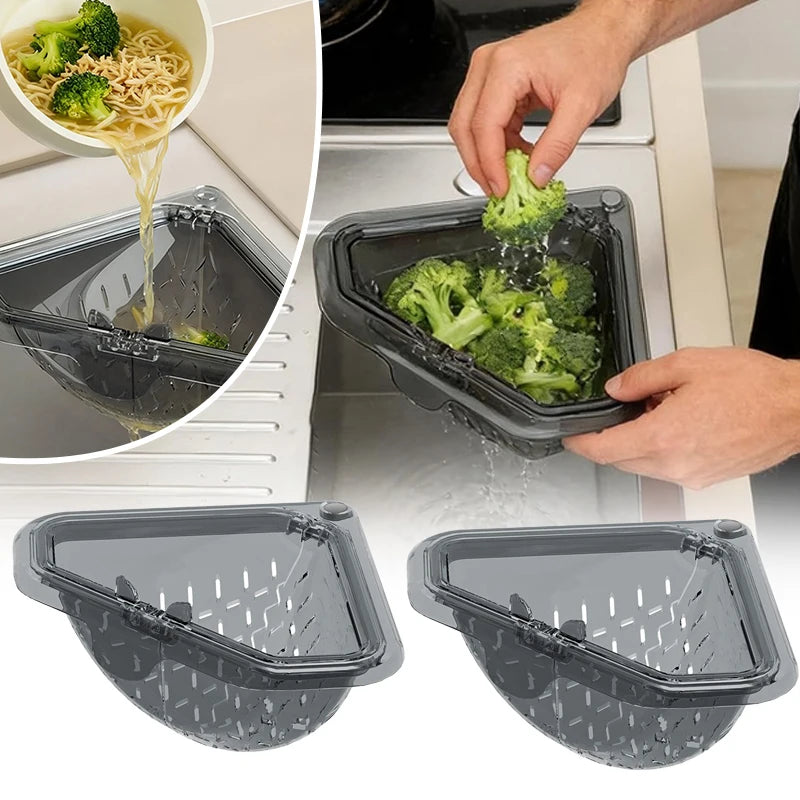 Triangle Magnetic Sink Drain Basket Hanging Vegetable Fruit Drainage Strainer Kitchen Filter Accessories Food Waste Collector
