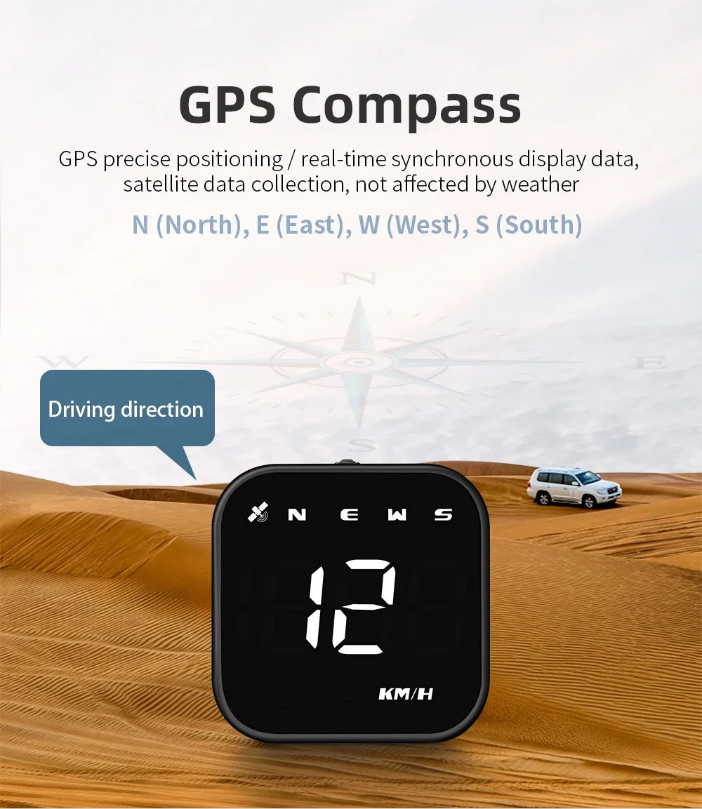 GPS Smart Car Head Up Display G4S HUD Digital Speedometer MPH KMH With Overspeed Alarm Car Time Display White LED Gauge Meter