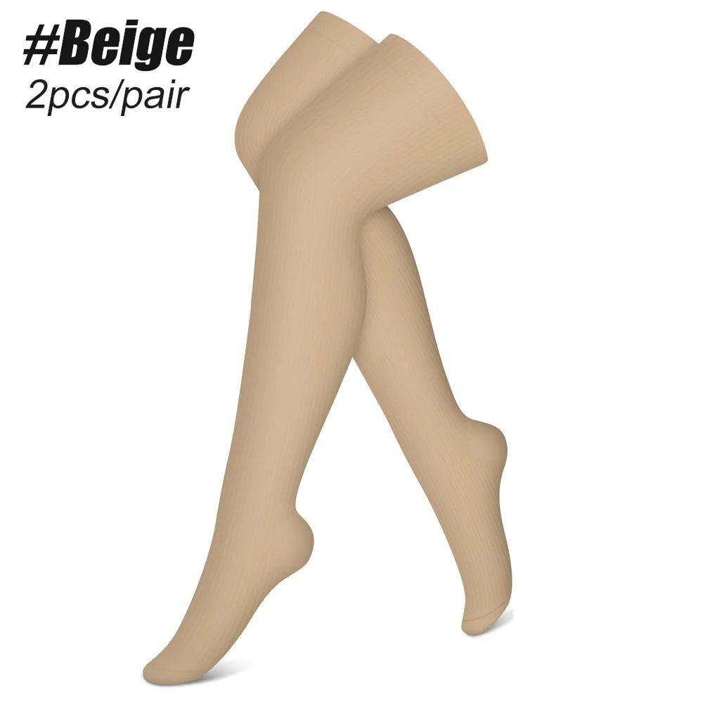 1Pair Compression Stocking for Women Men,20-30mmHg Thigh High Compression Socks - Best Support for Nursing Sports Varicose Veins