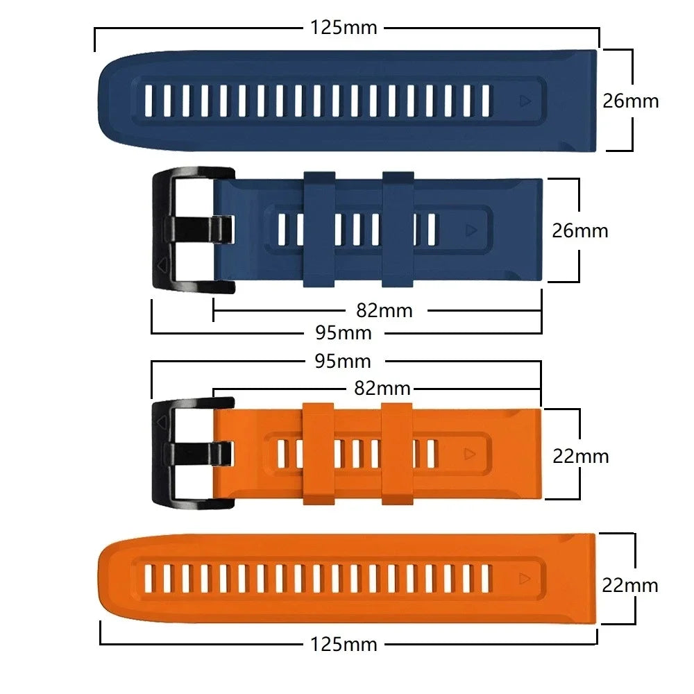 Sport Silicone Strap for Garmin Descent G2 G1 Mk3i Mk2 Mk1/Fenix 8 Pro E 7 7X 6 6X 5 5X/Epix Soft Bracelet 22/26mm Quickfit Band