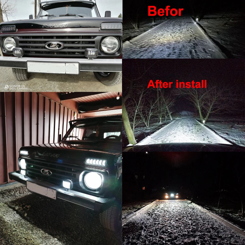 NLpearl 5inch LED Light Bar/Work Light 30W Angel Eyes LED Bar Offroad 12V 24V Fog Light For 4x4 Jeep ATV SUV Trucks Car Tractor