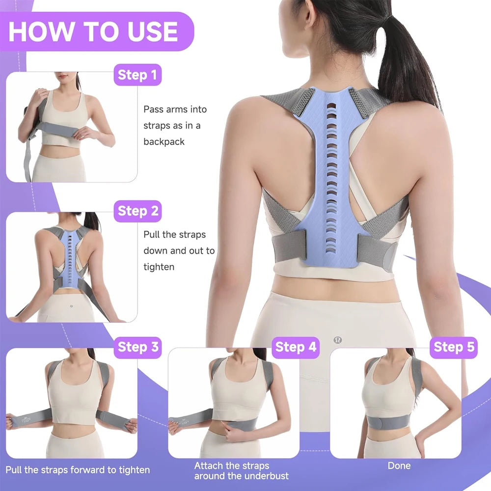 LAOZHAO Adjustable Posture Corrector for Men & Women - Upper Back Brace for Neck, Shoulder & Spine Support,Scoliosis & Back Pain