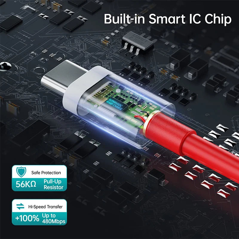 PD 65W Supervooc Fast Charger Cable For Oneplus Ace 12 11 10T 9 8T 7T Pro USB C To Type C Cable Warp Dash Charge 6T 5T Data Wire