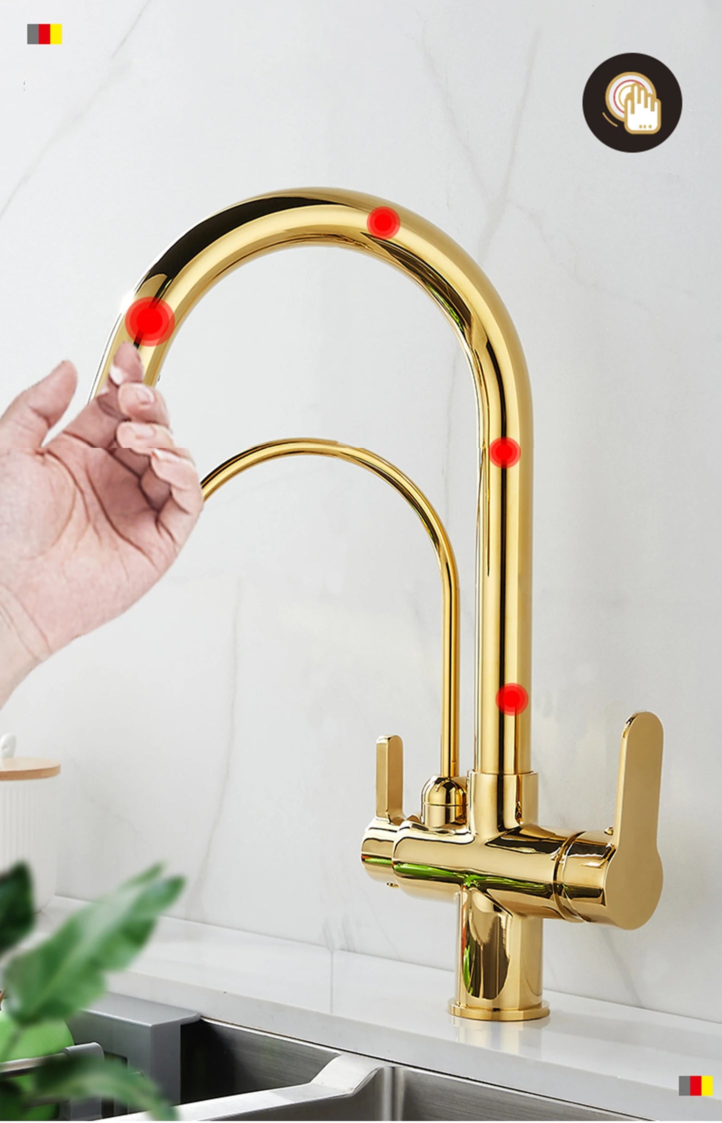 Touch Sensor Filter Kitchen Faucet With Pure Water Pull Out Mixer Tap Rotate Hot Cold Water Crane Mode Deck Mounted Mixer Tap