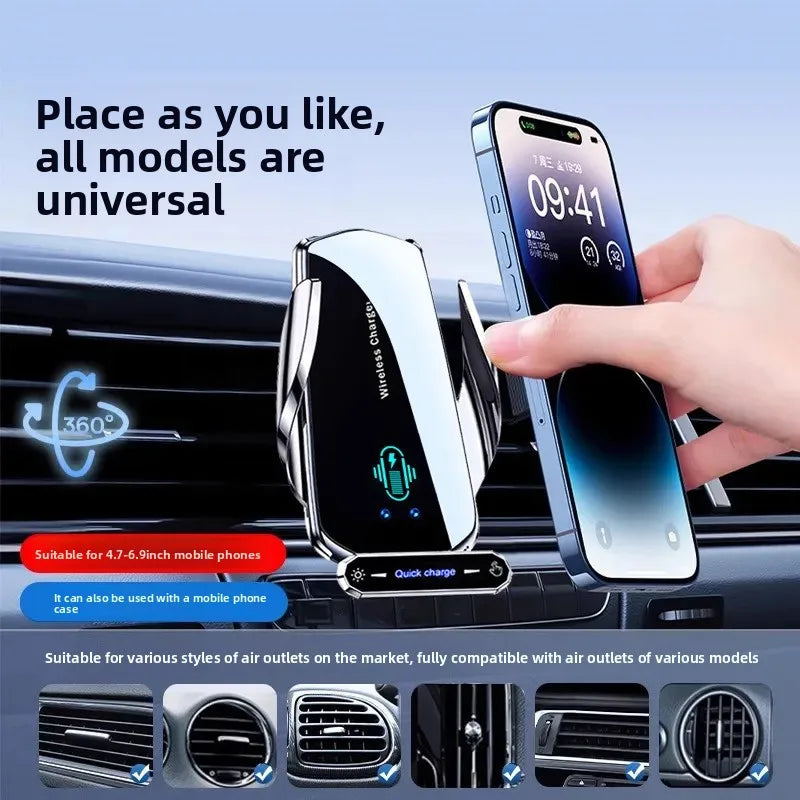 Wireless Charger For Car Mobile Cell Phone Holder Support For Mobile Car Mount Automotive Electric Induction Auto Clamping