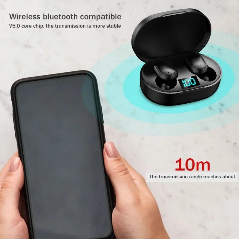 E6S TWS Bluetooth Earphones Wireless Bluetooth Headset Noise Cancelling Headsets with Microphone Headphones for All Smartphones