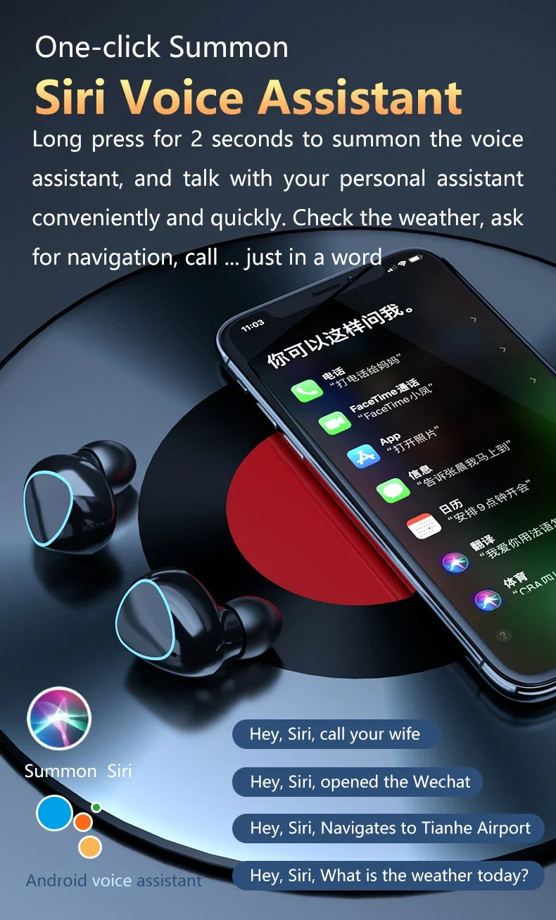 M10 Wireless Earphones 9D Stereo - 3500mAh Charging Box Sports Waterproof TWS Bluetooth Headphones with Microphone